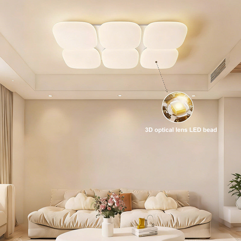 42 in. Eye-Comfort Flush Mount Full Spectrum Ice Cube Shape LED Ceiling Light, Natural Daylight Quality, No Flicker, Smooth Dimming