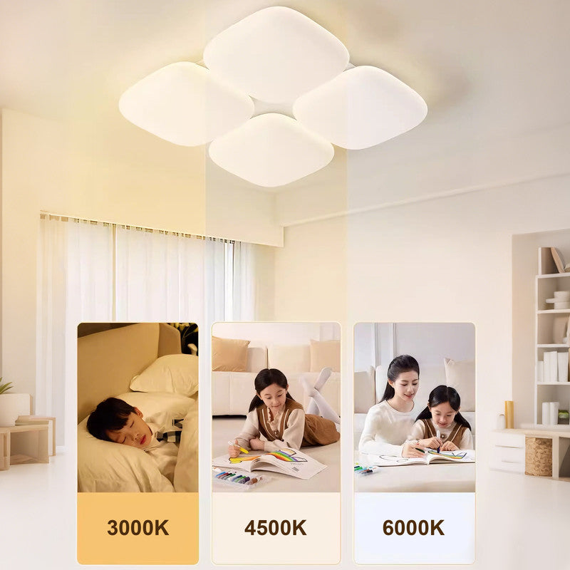42 in. Eye-Comfort Flush Mount Full Spectrum Ice Cube Shape LED Ceiling Light, Natural Daylight Quality, No Flicker, Smooth Dimming