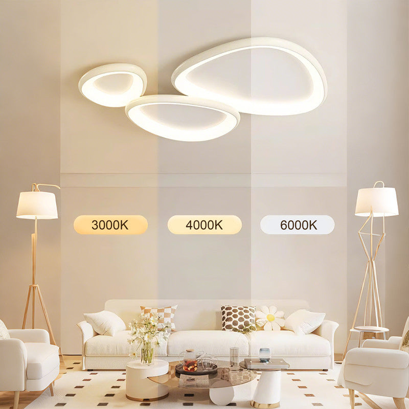 43 in. Eye-Comfort Flush Mount Full Spectrum Pebble Shape LED Ceiling Light, Natural Daylight Quality, No Flicker, Smooth Dimming