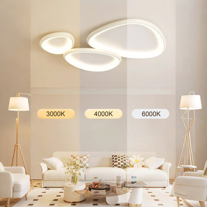 43 in. Eye-Comfort Flush Mount Full Spectrum Pebble Shape LED Ceiling Light, Natural Daylight Quality, No Flicker, Smooth Dimming