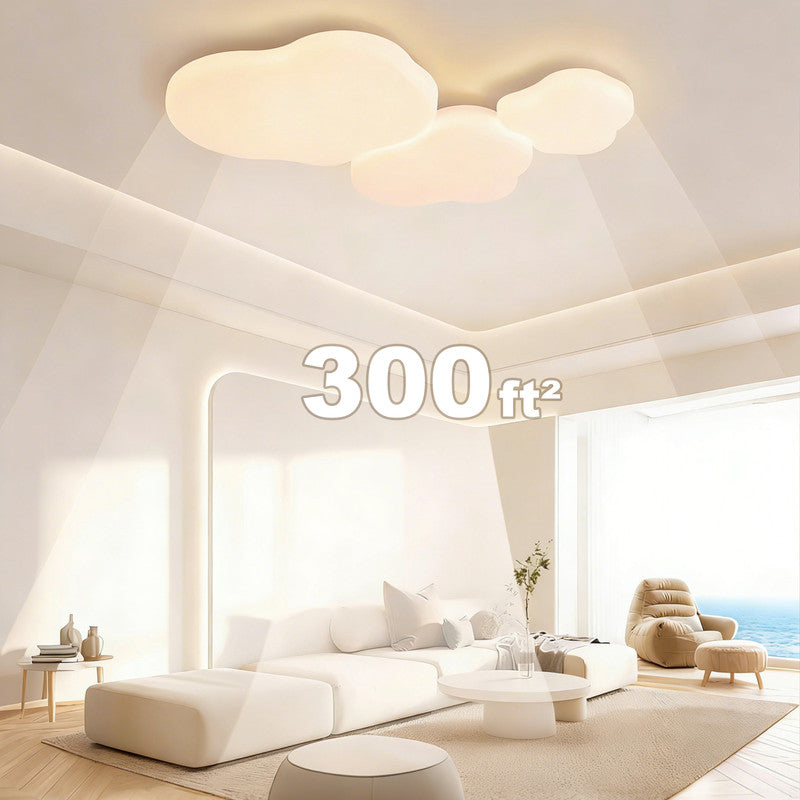 43 in. Eye-Comfort Flush Mount Full Spectrum Cloud Shape LED Ceiling Light, Natural Daylight Quality, No Flicker, Smooth Dimming
