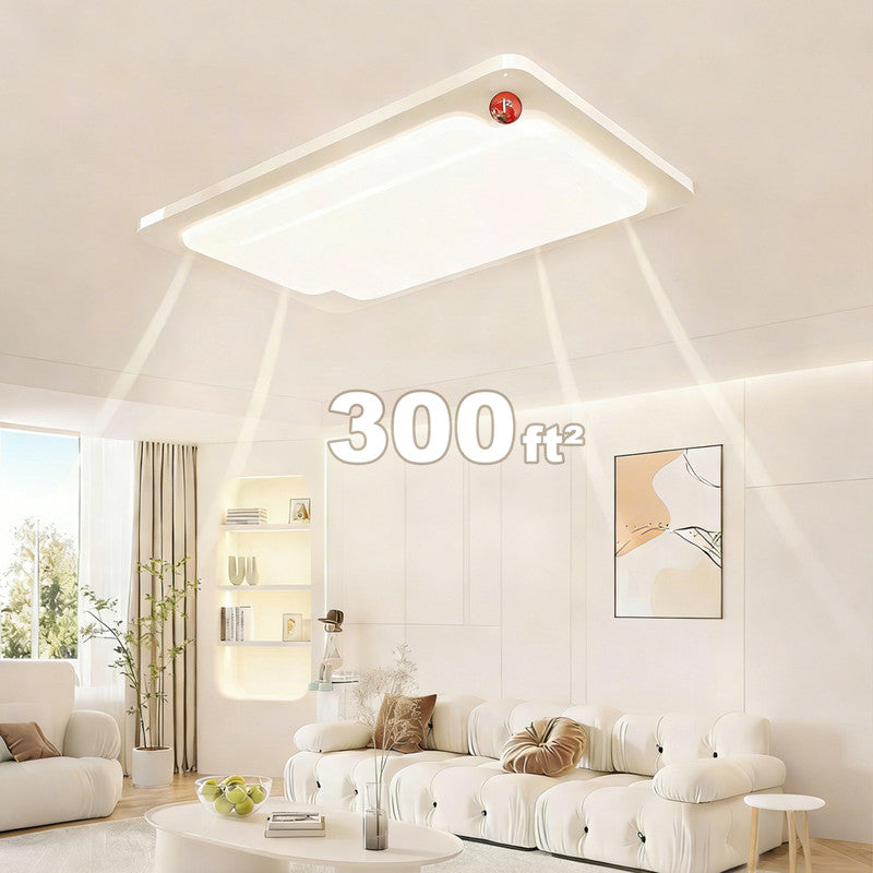 43 in. Eye-Comfort Flush Mount Full Spectrum Rectangle LED Ceiling Light, Natural Daylight Quality, No Flicker, Smooth Dimming