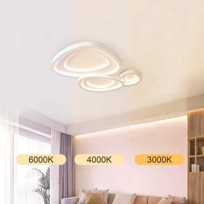 35 in. Eye-Comfort Flush Mount Full Spectrum Pebble Shape LED Ceiling Light, Natural Daylight Quality, No Flicker, Smooth Dimming