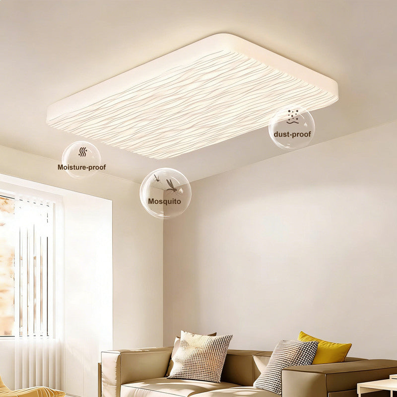 35 in. Eye-Comfort Flush Mount Full Spectrum Textured Shade LED Ceiling Light, Natural Daylight Quality, No Flicker, Smooth Dimming