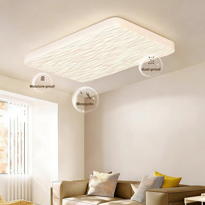 35 in. Eye-Comfort Flush Mount Full Spectrum Textured Shade LED Ceiling Light, Natural Daylight Quality, No Flicker, Smooth Dimming