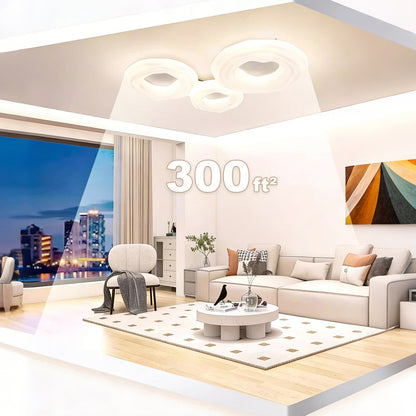 38 in. Eye-Comfort Flush Mount Full Spectrum Cookie Shape LED Ceiling Light, Natural Daylight Quality, No Flicker, Smooth Dimming