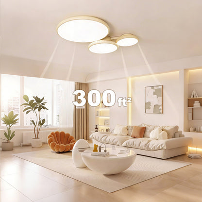 42 in. Eye-Comfort Flush Mount Full Spectrum Multi-circle Splicing LED Ceiling Light, Natural Daylight Quality, No Flicker, Smooth Dimming