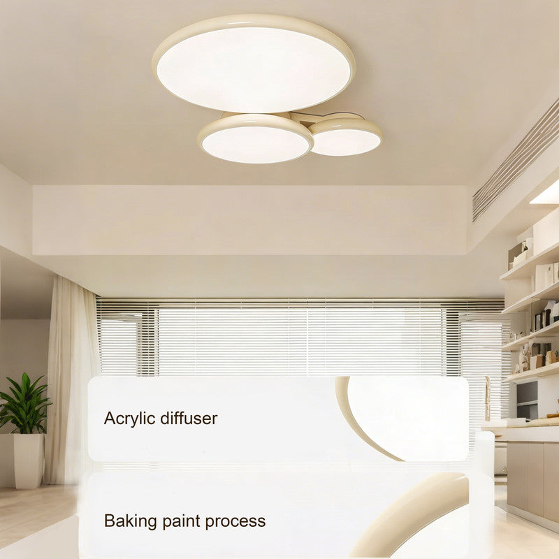 42 in. Eye-Comfort Flush Mount Full Spectrum Multi-circle Splicing LED Ceiling Light, Natural Daylight Quality, No Flicker, Smooth Dimming