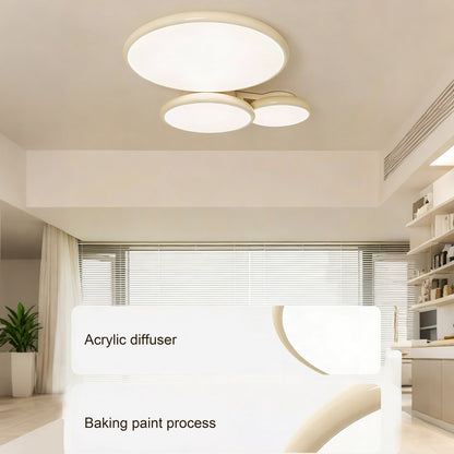 42 in. Eye-Comfort Flush Mount Full Spectrum Multi-circle Splicing LED Ceiling Light, Natural Daylight Quality, No Flicker, Smooth Dimming