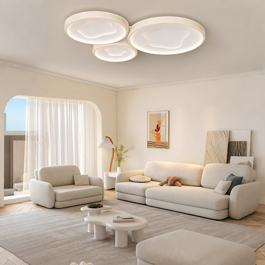 43 in. Eye-Comfort Flush Mount Full Spectrum Multi-circle Splicing LED Ceiling Light, Natural Daylight Quality, No Flicker, Smooth Dimming