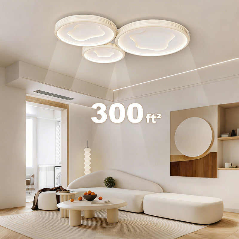 43 in. Eye-Comfort Flush Mount Full Spectrum Multi-circle Splicing LED Ceiling Light, Natural Daylight Quality, No Flicker, Smooth Dimming