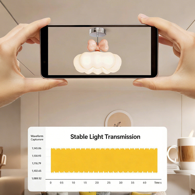 17 in. Eye-Comfort Semi Flush Mount Full Spectrum Pink Bow LED Ceiling Light, Natural Daylight Quality, No Flicker, Smooth Dimming