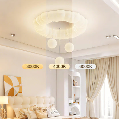 19 in. Eye-Comfort Semi Pendant Full Spectrum Bubble Ring LED Ceiling Light, Natural Daylight Quality, No Flicker, Smooth Dimming