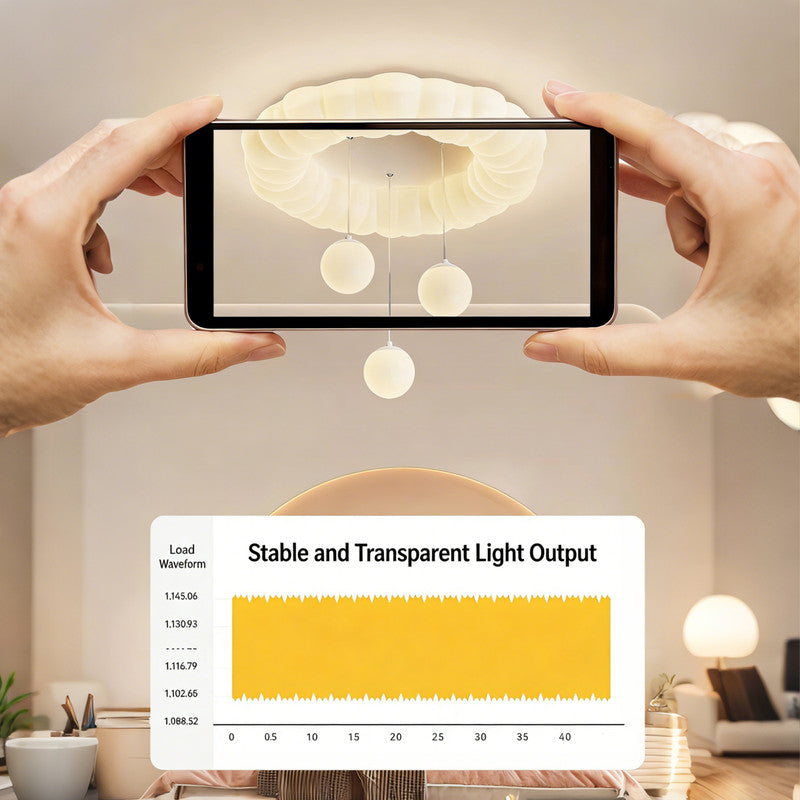 19 in. Eye-Comfort Semi Pendant Full Spectrum Bubble Ring LED Ceiling Light, Natural Daylight Quality, No Flicker, Smooth Dimming