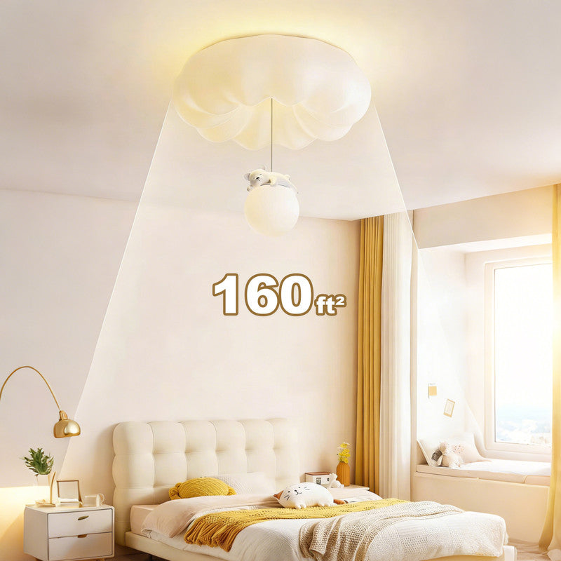 17 in. Eye-Comfort Semi Pendant Full Spectrum Sleeping Bear LED Ceiling Light, Natural Daylight Quality, No Flicker, Smooth Dimming
