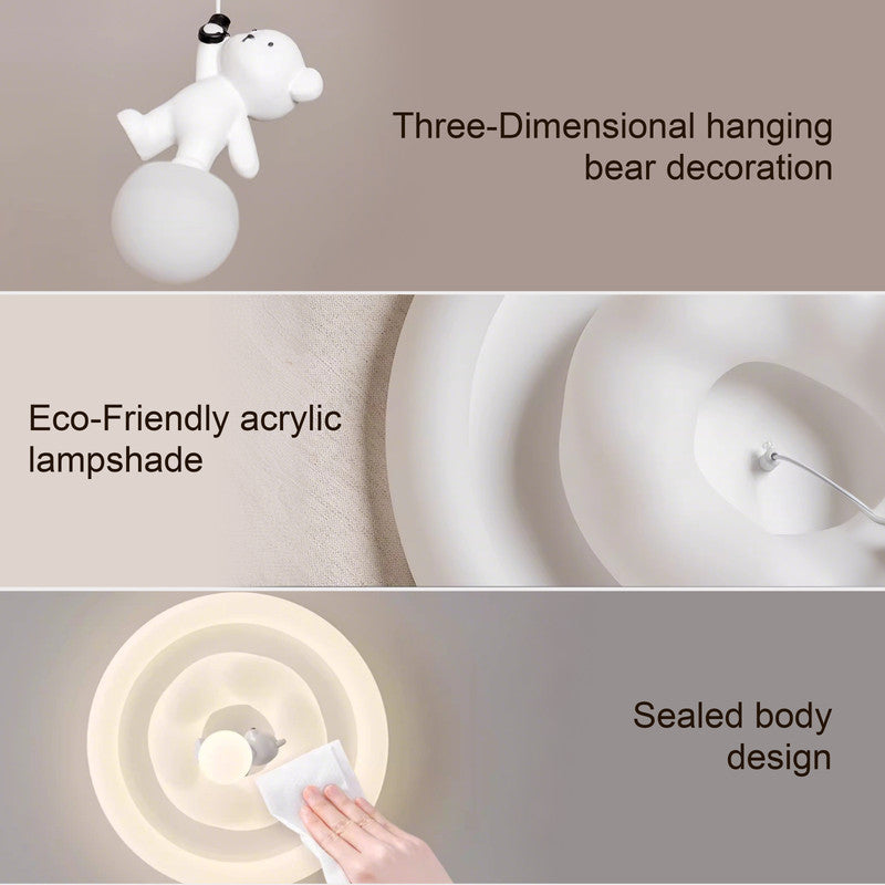 20 in. Eye-Comfort Semi Pendant Full Spectrum Lifting Bear LED Ceiling Light, Natural Daylight Quality, No Flicker, Smooth Dimming