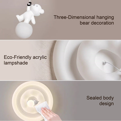 20 in. Eye-Comfort Semi Pendant Full Spectrum Lifting Bear LED Ceiling Light, Natural Daylight Quality, No Flicker, Smooth Dimming