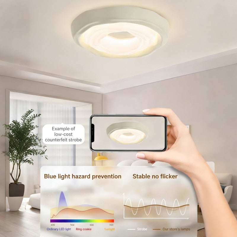 21 in. Eye-Comfort Flush Mount Full Spectrum Cookie Shape LED Ceiling Light, Natural Daylight Quality, No Flicker, Smooth Dimming